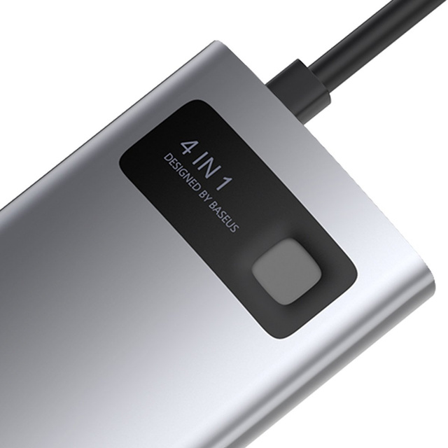 Hub 4w1 Baseus Metal Gleam Series, USB-C für USB 3.0 USB 2.0 HDMI USB-C PD