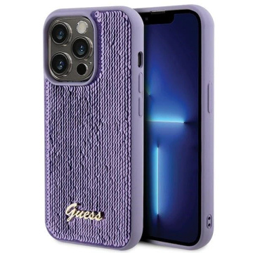 Etui Guess GUHCP15XPSFDGSU na iPhone 15 Pro Max 6,7" fioletovy/fialovy pevny obal Sequin Script Metal