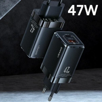 Zaťaženie USAMS. siete. T41 USB-C USB GaN 47W PD QC (iba hlava) Rýchle nabíjanie biela/biela CC137TC02 (US-CC137)