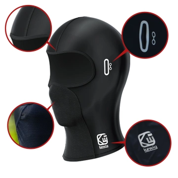 Kewig Motorcycle Balaclava Breathable and Windproof, Under Helmet for Motorcycles and Scooters, Quick-Drying, Moisture-Wicking, Antibacterial and UV Protection - Black