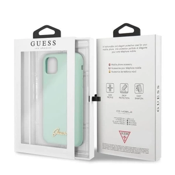 Guess GUHCN65LSLMGG iPhone 11 Pro Max zielony/zelené pevné pouzdro silikonové Vintage zlaté logo
