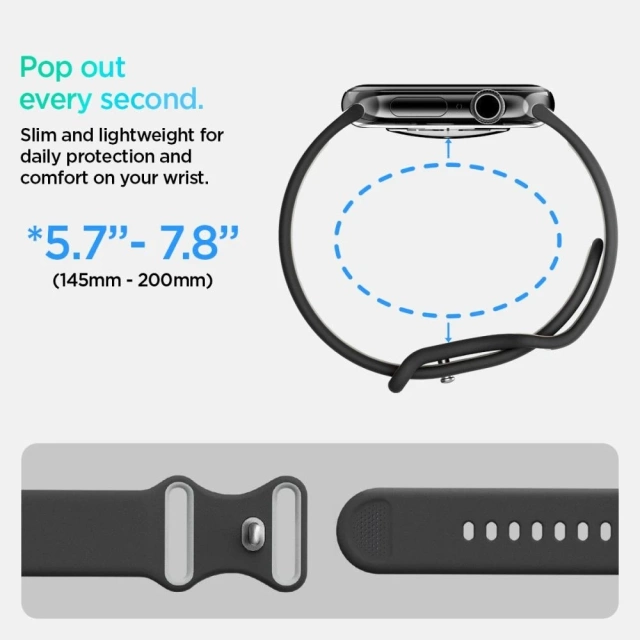Pasek Spigen Nano Pop do Apple Watch 44/45/46/49 mm Czarno-Szary