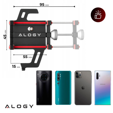 Alogy Bike Phone Phone Holder 55-95mm for Bicycle Bike Motor Scooter Чорний