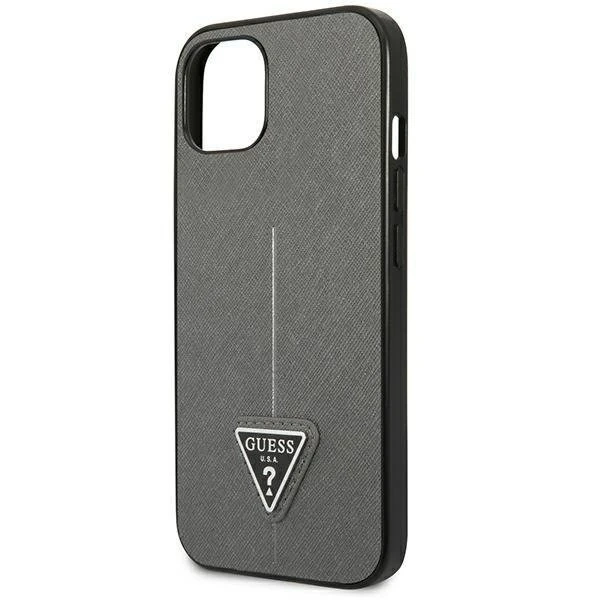 Etui Guess GUHCP14MPSATLG do Apple iPhone 14 Plus 6,7" srebrný/strieborný pevný obal SaffianoTriangle Logo