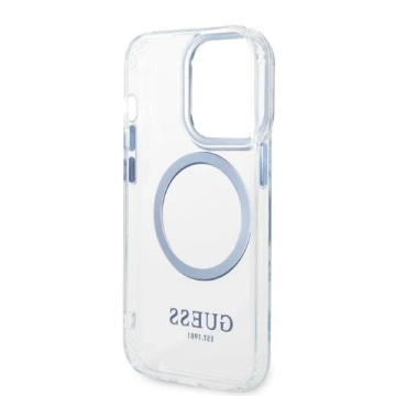 Etui Guess GUHMP14XHTRMB iPhone 14 Pro Max 6,7" niebieski/blue hard case Metal Outline Magsafe