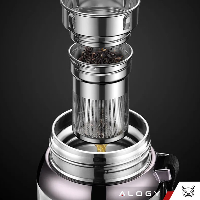 Thermosflasche Thermoflasche 800 ml für Kaffee Tee Yerba Mate LED-Siebschnur Alogy-Display Schwarz