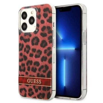 Guess GUHCP13LHSLEOR iPhone 13 Pro / 13 6,1" černý/červený pevný obal Leopard