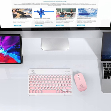 Súprava klávesnice a myši Bezdrôtová myš k notebooku Bluetooth AN-030 Silent Slim Pink and White