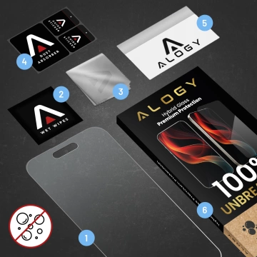 Захисне скло "SHRAPPROOF" для Apple iPhone 16 Pro Max hybrid Alogy Flexi Full Glass 9H, плоский повноекранний корпус