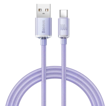 Baseus Crystal Shine Series Kabel USB-Kabel für schnelles Aufladen und Datenübertragung USB Typ A - USB Typ C 100 W 1,2 m lila (CAJY000405)