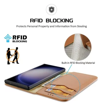 Pouzdro DUX DUCIS Hivo - kožené peněženkové pouzdro pro Samsung Galaxy S24 Plus hnědé