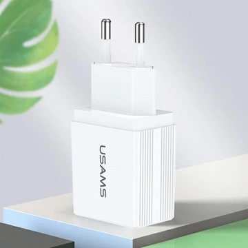USAMS Wall charger 2xUSB T24 2.1A white / white (only head) CC90TC01 (US-CC090)