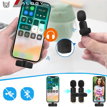 2x Alogy Lightning Wireless Lavalier-Mikrofon für Apple iPhone iPad Kleine Mikrofone Set bestehend aus zwei Mikrofonen