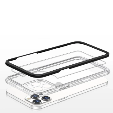 Clear 3in1 etui do iPhone 12 Pro Max żelowy pokrowiec z ramką czarny