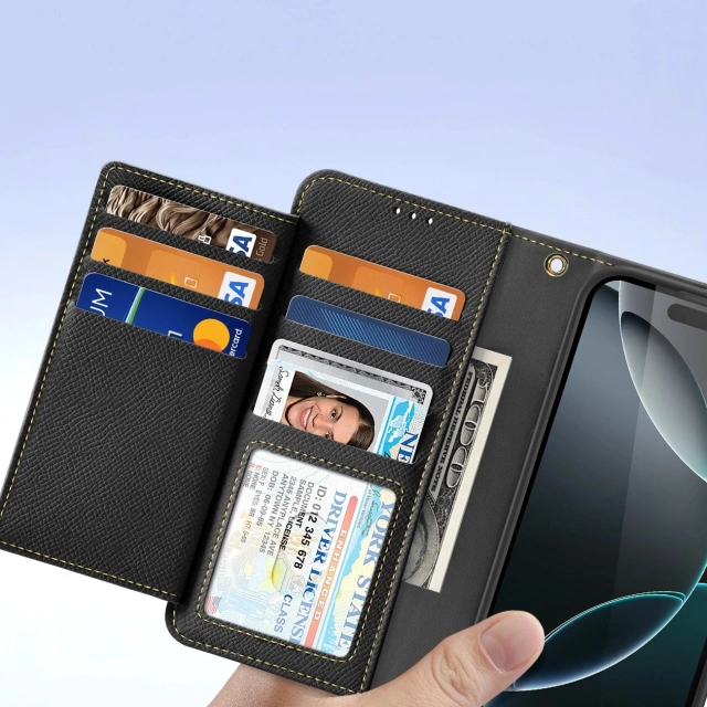 iPhone 16 Pro Dux Ducis Lawa Leather MagSafe Wallet Case Black