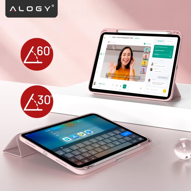 Etui Ochronne do Apple iPad 10.9" 10 Gen 2022 / iPad 11" A16 11 Gen 2025 Hybrydowe z Miejscem na Rysik, Składana Okładka z Funkcją Podstawki 2w1, Alogy HybridBook™ Case – Różowe