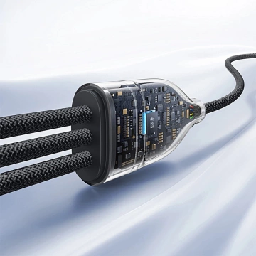 Kabel 3w1 Baseus 100W USB-C/USB-C/Lightning 1,5m LED Czarny