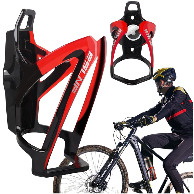 Water bottle basket, drink, water bottle, bicycle holder, universal water bottle holder, with space for Airtag, Black and red