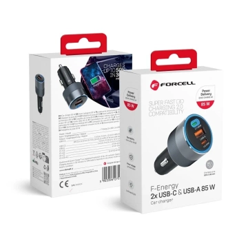 Автомобільний зарядний пристрій Forcell 85 Вт 2xUSB-C USB-A Швидка зарядка