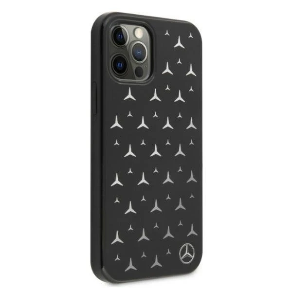 Mercedes MEHCP12MESPBK protective case for Apple iPhone 12 / 12 Pro 6.1" black/black hardcase Silver Stars Pattern