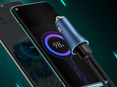 Автомобільний зарядний пристрій Baseus USB USB-C QC3.0 PD 40W Blue