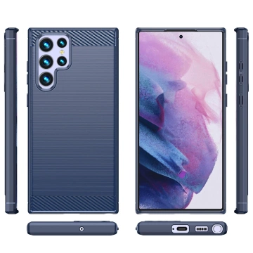 Carbon Phone Case for Samsung Galaxy S23 Ultra Flexible Silicone Carbon Cover Blue