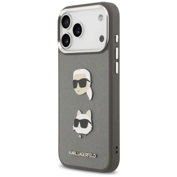 Etui Ochronne do iPhone 17 Pro Max Karl Lagerfeld FW Grained K&C Pins MagSafe Szary