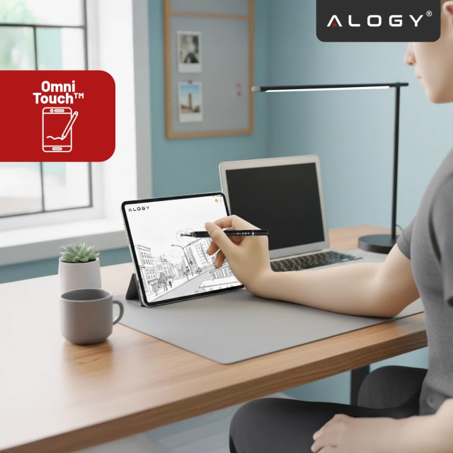 Alogy 2-in-1 kapazitiver Touch-Stift für Telefon-Tablet-Bildschirm mit Stift Schwarz