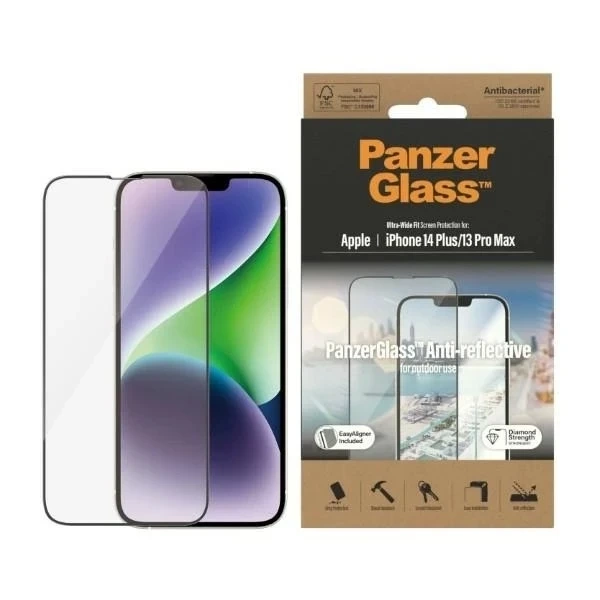 "Szkło PanzerGlass Ultra-Wide Fit для iPhone 14 Plus / 13 Pro Max 6,7\" Захист екрану Антивідблиск Антибактеріальний Easy Aligner Включено 2789"