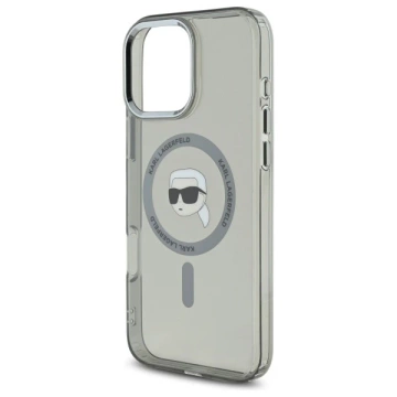 Karl Lagerfeld Case for iPhone 16 Pro Max 6.9" MagSafe Black Hardcase IML Metal Karl Head