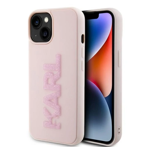Karl Lagerfeld KLHCP15S3DMBKCP case for iPhone 15 6.1" pink/pink hardcase 3D Rubber Glitter Logo