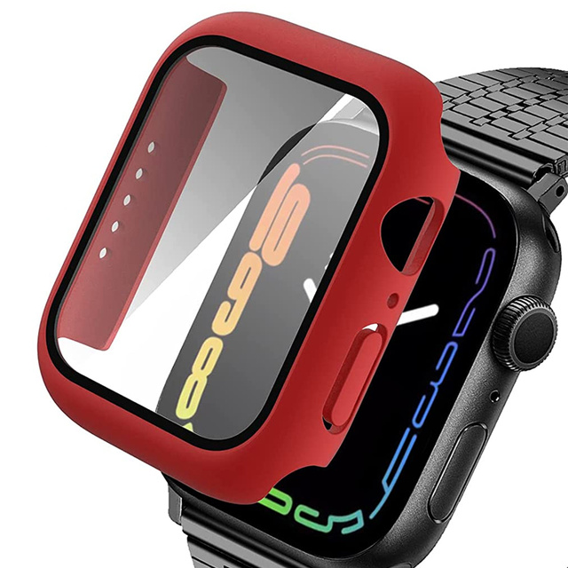 Alogy 2in1 case with glass overlay for Apple Watch 7 41mm Red