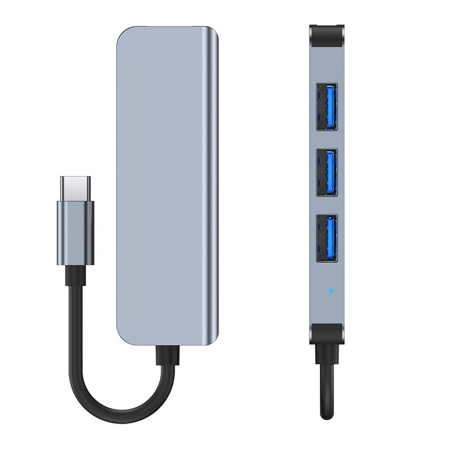 Хаб-адаптер USB V1-HUB 4w1 USB-C сірий