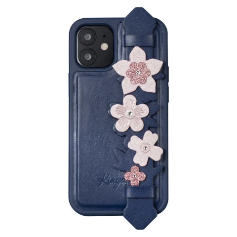 Gélové puzdro Kingxbar Sweet Series zdobené originálnymi kryštálmi Swarovski s mini modrým stojanom na iPhone 12