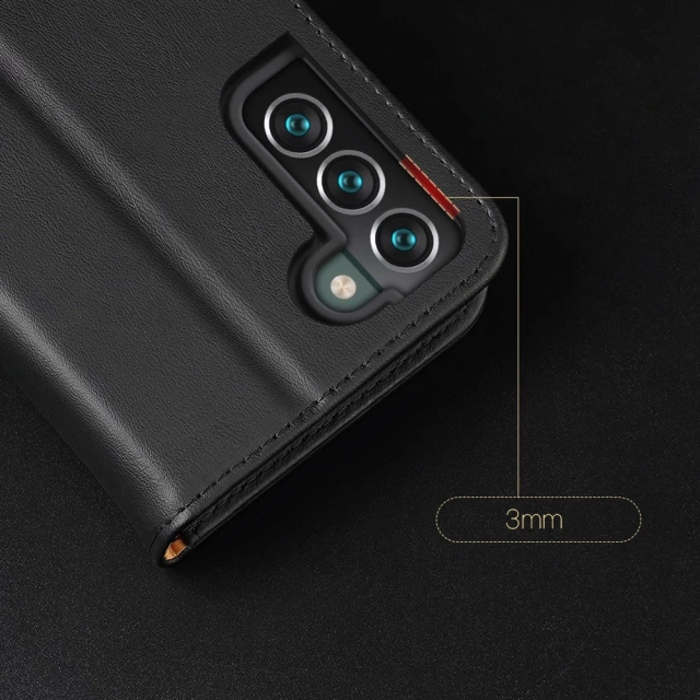 Dux Ducis Hivo Leather Flip Cover Echtleder Geldbörse für Karten und Dokumente Samsung Galaxy S22 (S22 Plus) rot