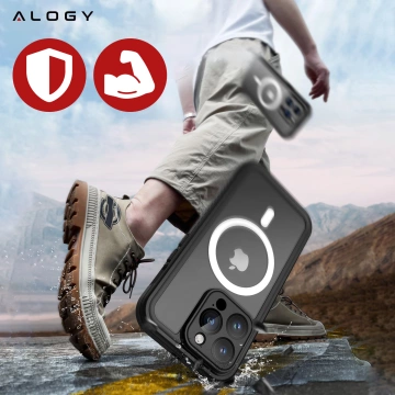 Чохол для Apple iPhone 15 Pro Armored 360 case for Mag Safe waterproof Armor IP68 Alogy black