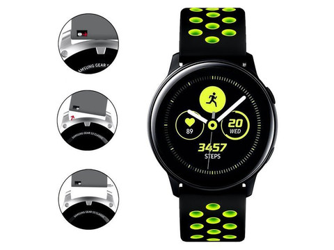 Gumowy Uniwersalny pasek sportowy Alogy soft band do smartwatcha 22mm Czarno-żółty