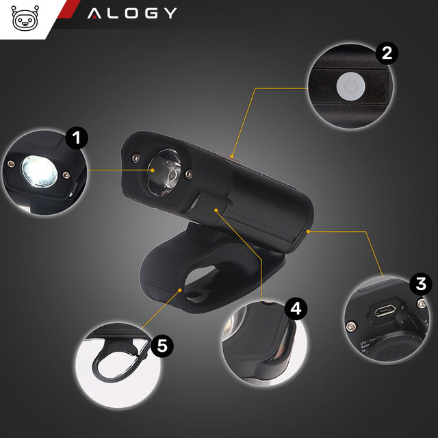 Bike Light Front Rear LED Front Rear Bike Light Lighting Waterproof IPX4 USB Bike Light Kit Alogy