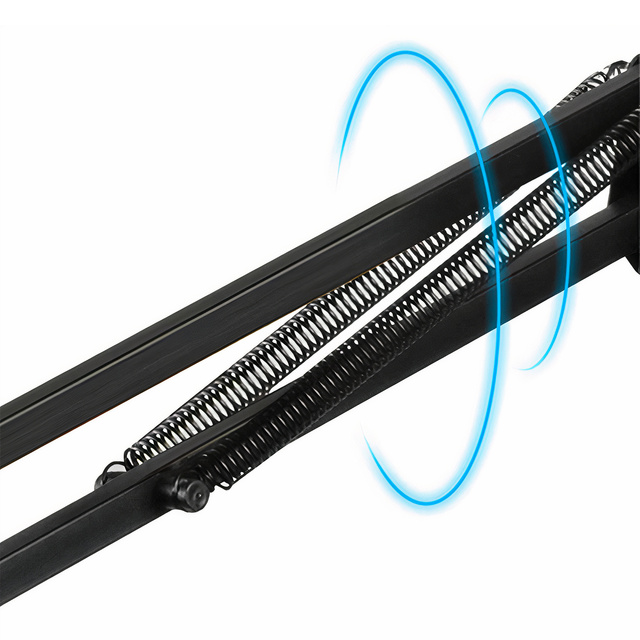 Kruhová kreslicí lampa LED Alogy s ohebným ramenem a stolním stojánkem, držákem telefonu v černé barvě