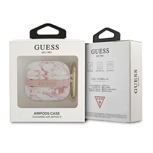 Guess GUA3HCHMAP AirPods 3 чохол różowy/рожевий Marble Strap Collection