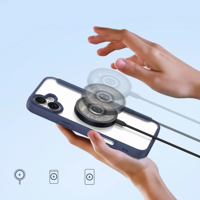 Pouzdro MagSafe pro iPhone 16 Dux Ducis Skin X Pro, modré, s flipovým krytem