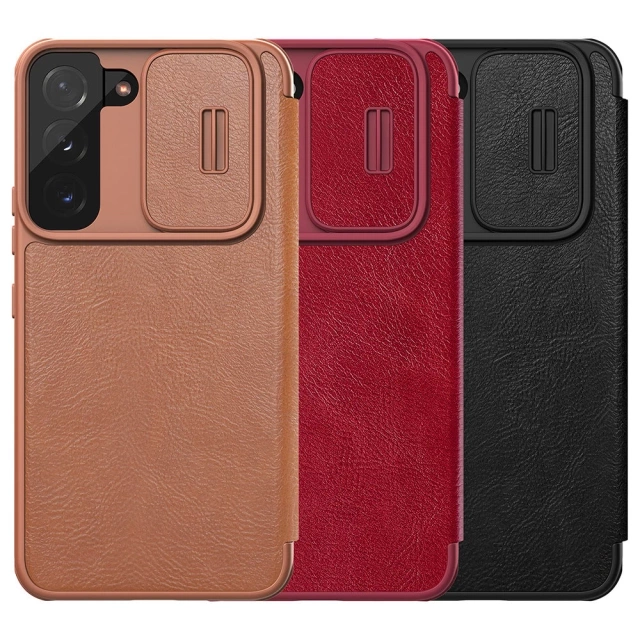 Nillkin Qin Leather Pro Case Cover pro Samsung Galaxy S22 (S22 Plus) Ochranný kryt pouzdra na fotoaparát Flip Cover Hnědý