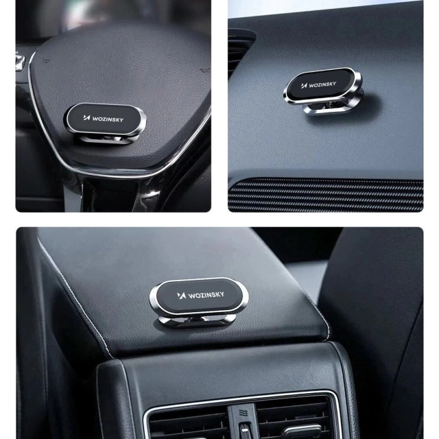 Wozinsky self-adhesive magnetic car holder 360 for dashboard silver (WMH-06)