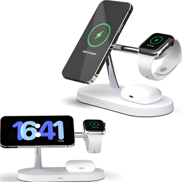 Індукційний зарядний пристрій Qi MagSafe 3in1 для iPhone / AirPods / Watch White