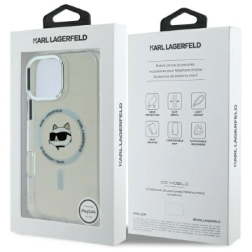 Karl Lagerfeld Hülle für iPhone 16 Pro Max 6,9" Weißes MagSafe Hardcase IML Metall Choupette Head