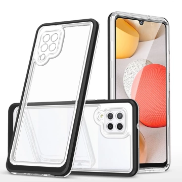 Clear 3in1 case for Samsung Galaxy A42 5G gel cover with frame black