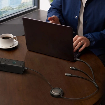 Baseus Free2Draw CB000084 zatahovací USB-C - Lightning / USB-C / micro USB kabel 100W 1,1m - černý