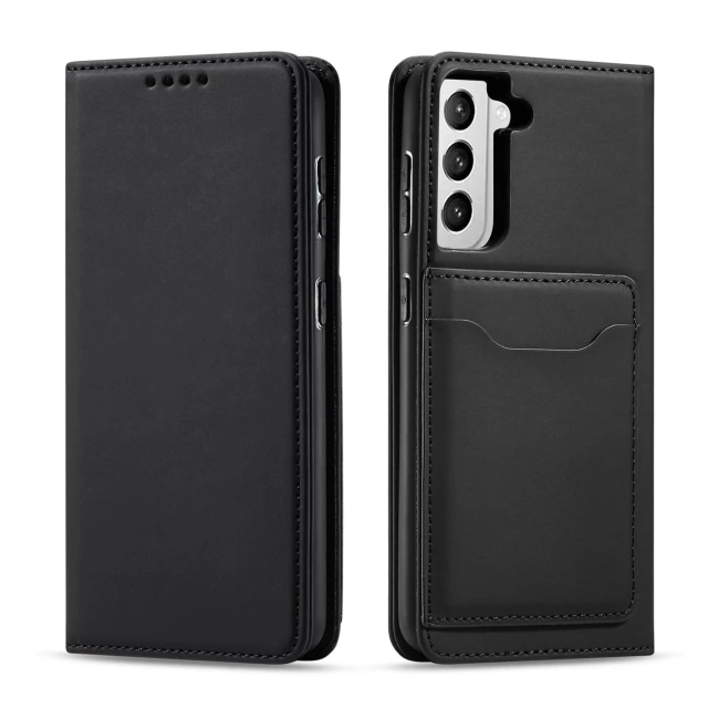 Magnet Card Case case for Samsung Galaxy S22 (S22 Plus) cover wallet for cards stand black