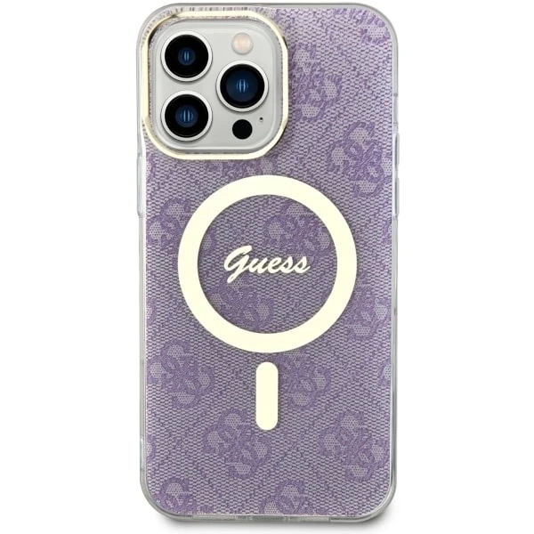 Guess GUHMP14XH4STU Handyhülle für Apple iPhone 14 Pro Max 6,7 Zoll Lila/Lila Hardcase 4G MagSafe