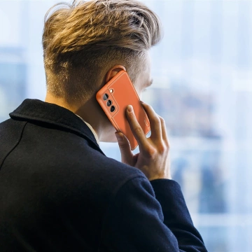 Dux Ducis Yolo elegant case cover made of ecological leather for Samsung Galaxy S22 (S22 Plus) orange